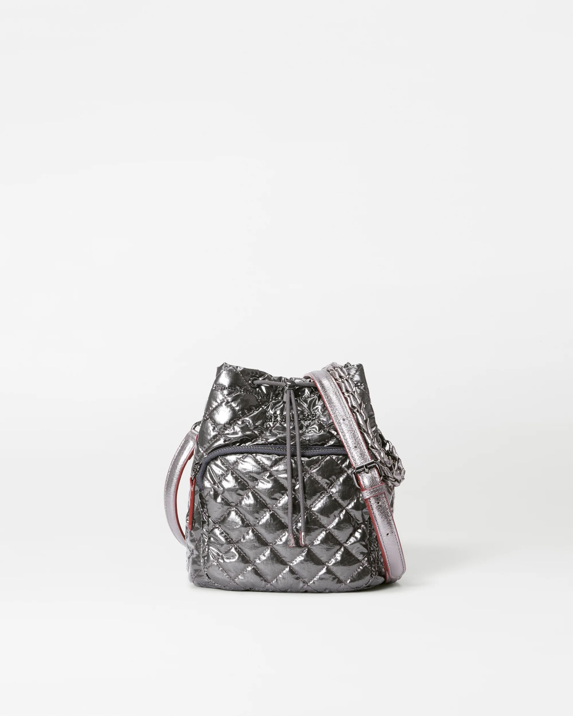 Anthracite Metallic Crosby Drawstring Bucket Bag | MZ Wallace