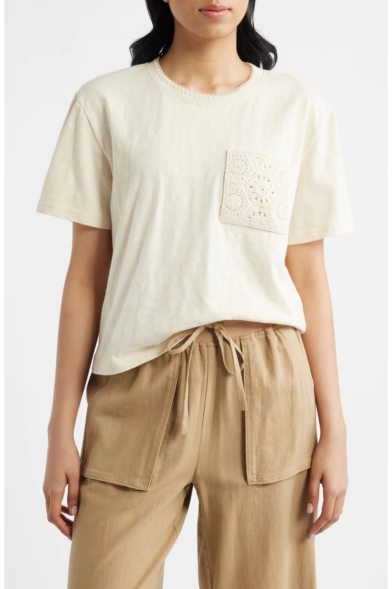 Crochet Pocket T-Shirt (Women) | Nordstrom | Nordstrom