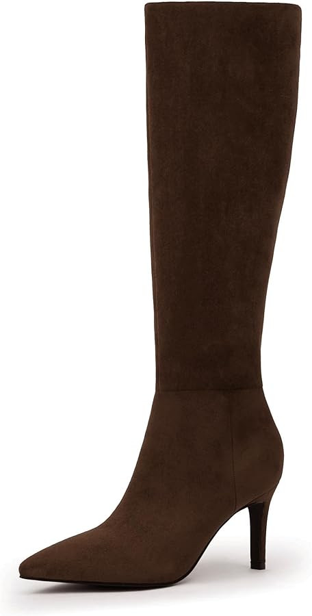 Knee High Boots Women Pointed Toe Tall Boots 3 In Stiletto High Heel Long Boots Side Zipper Dress... | Amazon (US)