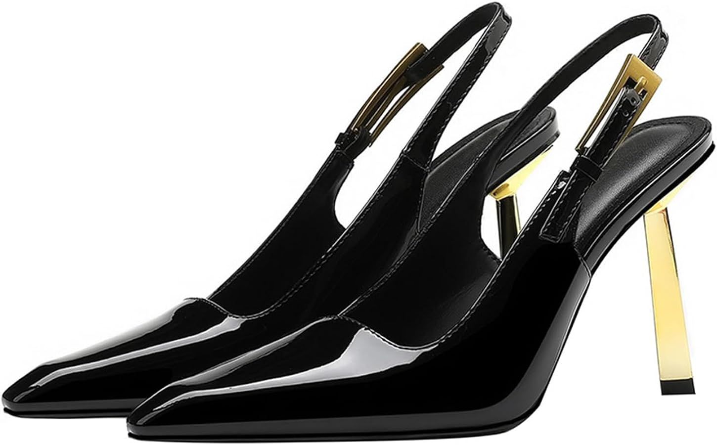 Vertundy Women's Slingback Stilettos Pumps - Elegant Pointed Closed Toe Strange Gold Heel Strap B... | Amazon (US)