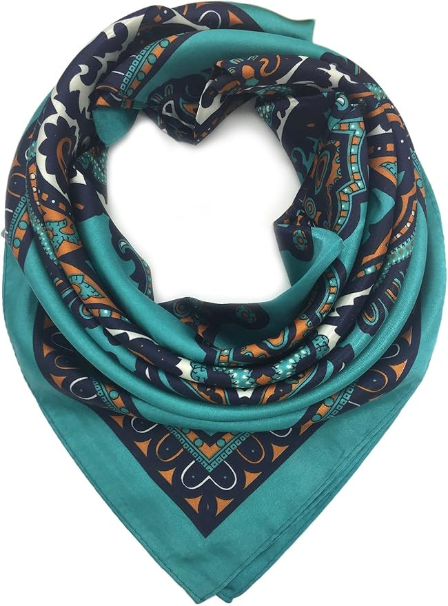 YOUR SMILE Silk Like Scarf Women's Fashion Pattern Large Square Satin Headscarf Headdress | Amazon (US)