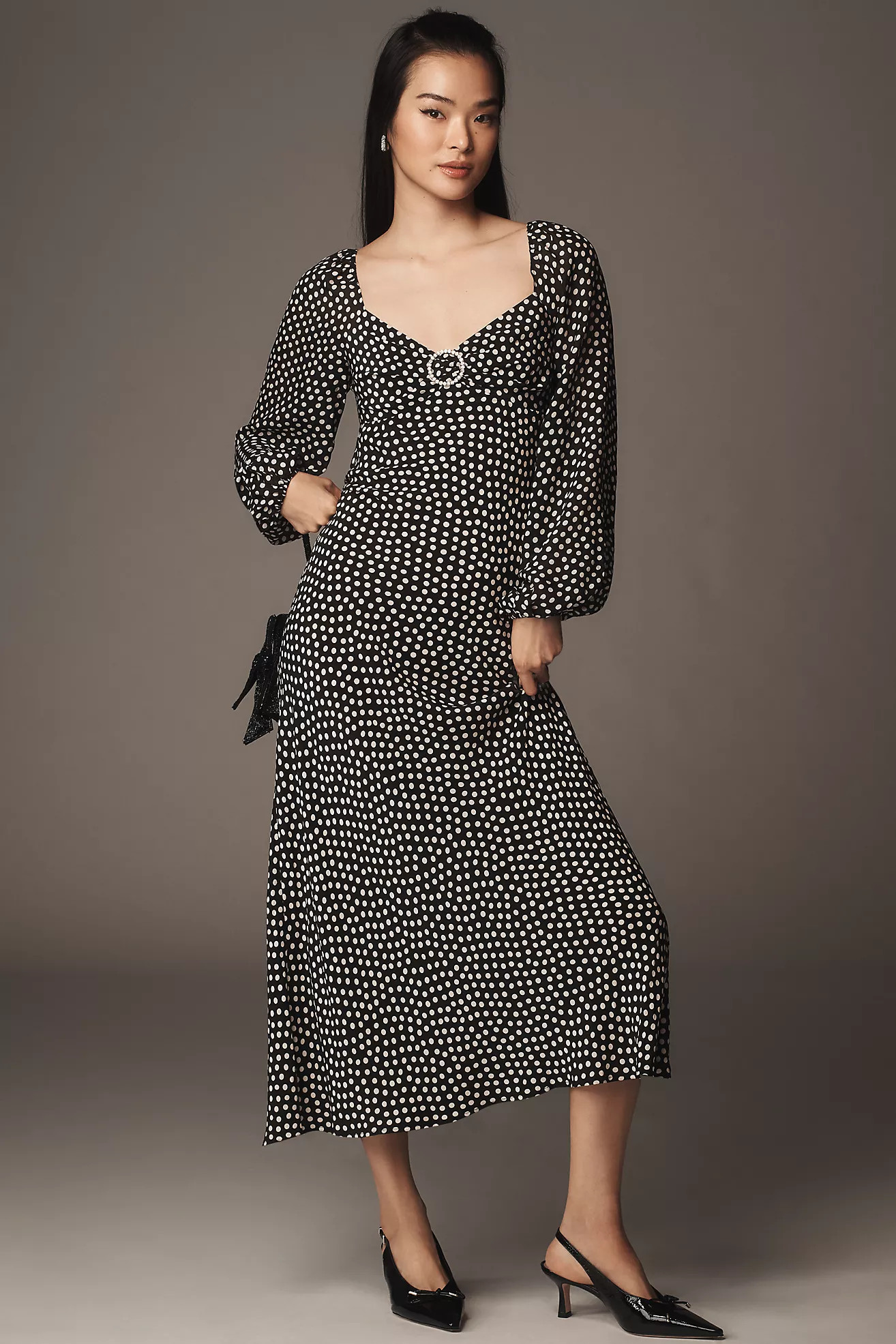 RIXO Ivy Silk Sweetheart Midi Dress | Anthropologie (US)