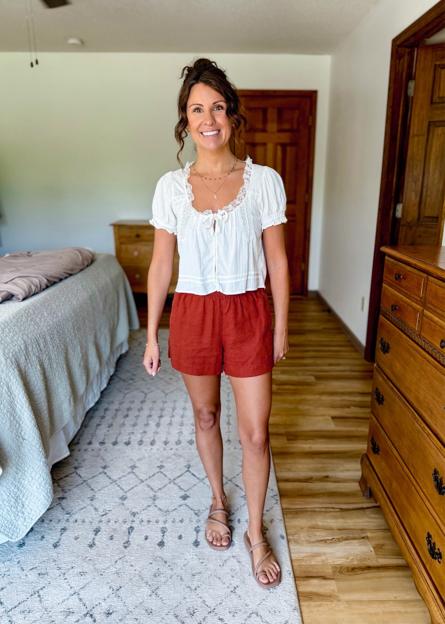 xs in my top and xxs in my linen shorts (I size down bc they stretch with wear). Y croc sandals are size 6.

#LTKPetite #LTKSeasonal #LTKootd
