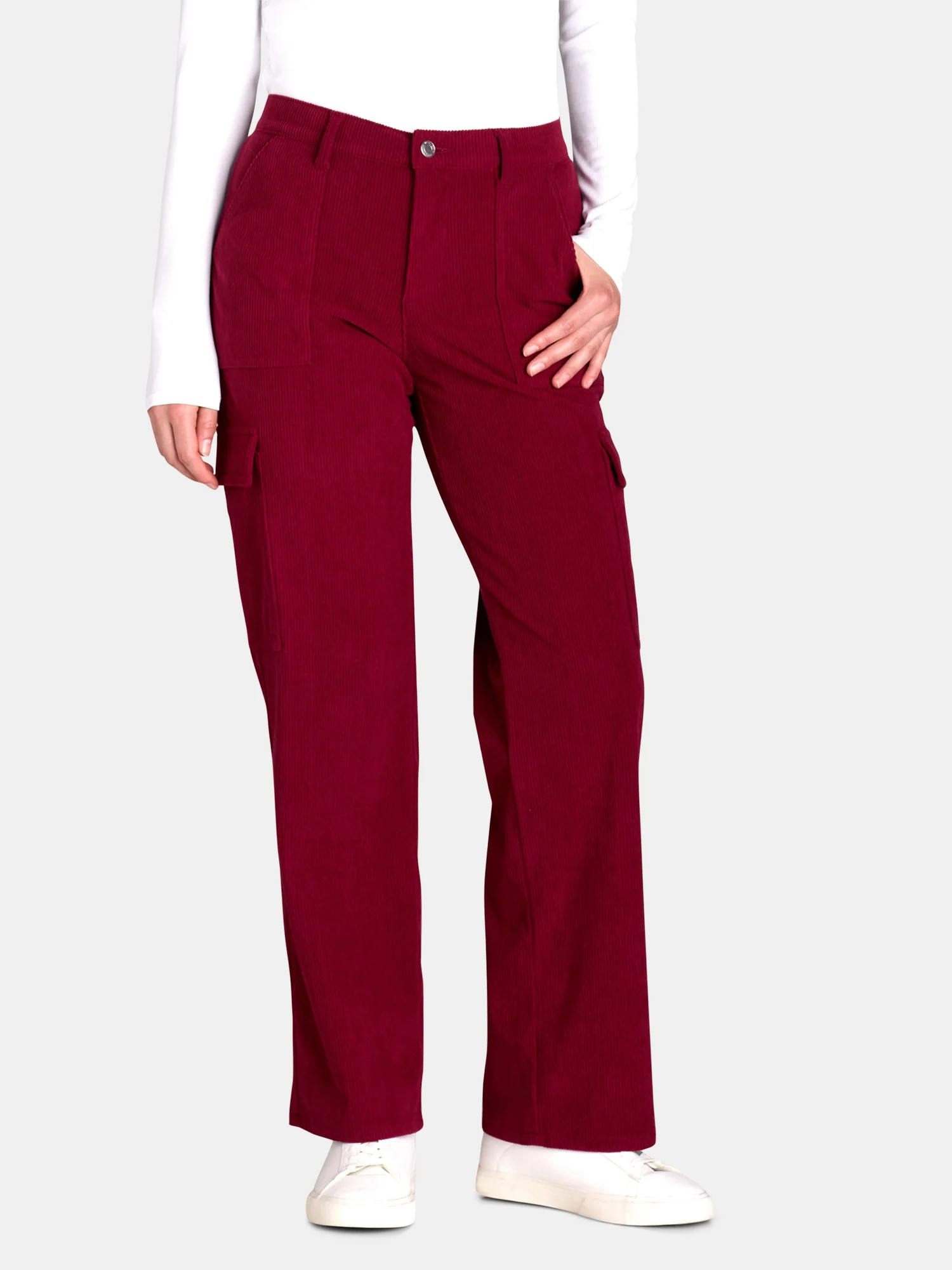 No Boundaries Corduroy Straight Leg Pants, 31" Inseam, Women's | Walmart (US)