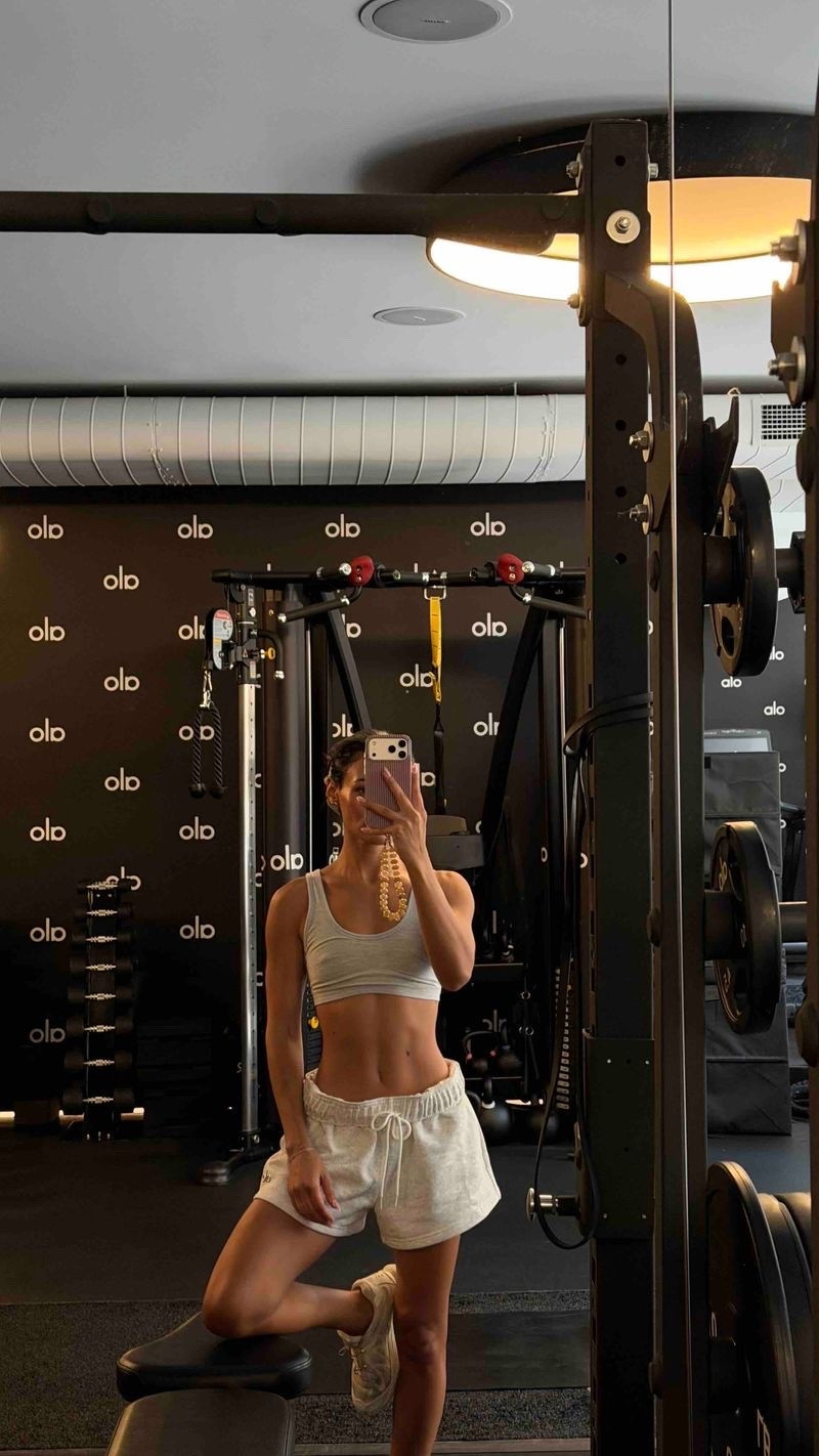 alo grey sports bra + grey mini shorts & Salomon white sneakers

#LTKdayinmylife #LTKgrwm #LTKootd
