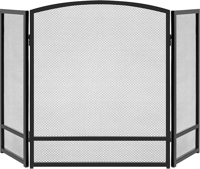Best Choice Products 54.25x30.25in 3-Panel Simple Steel Mesh Fireplace Screen, Fire Spark Guard G... | Amazon (US)