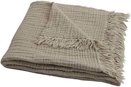 100% Organic Muslin Cotton Oversized Throw Blanket for Adult, Couch, 4-Layer Pre-Washed Plant Dyed Y | Amazon (US)