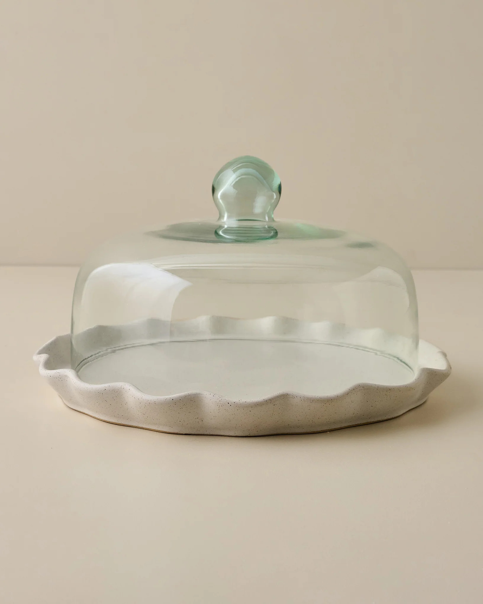 French White Ruffle Cake Plate + Dome | Magnolia