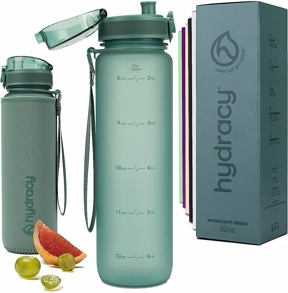 Hydracy Water Bottle with Time Marker -Large 32oz BPA Free Water Bottle & No Sweat Sleeve -Leak P... | Amazon (US)