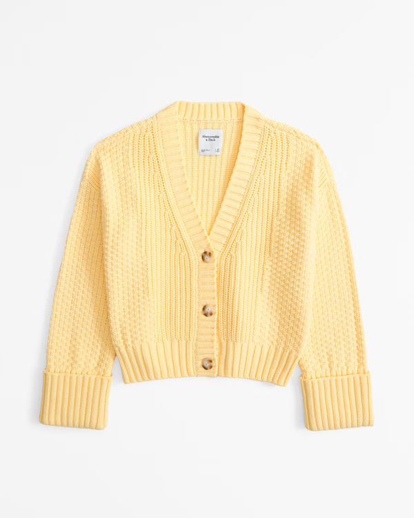 Cotton-Blend Seed Stitch Cardigan | Abercrombie & Fitch (US)