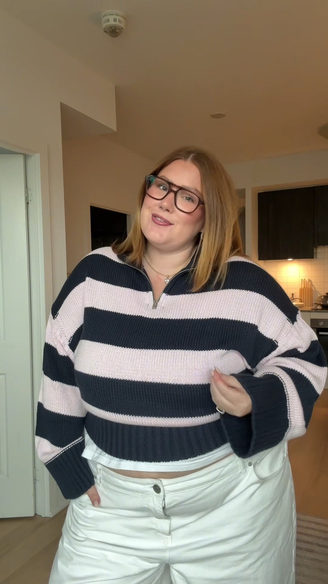 J crew roll neck sweater on a plus size body!! Ideally should have gone with the 2X for a little less baggy fabric in the shoulders/chest but I do still love it. I’m mainly shocked about how much room there is in the arms!! Looove this navy/pink stripe and the quality feels incredible. 


Half zip, quarter zip, knit sweater, chunky sweater, fall sweater

#LTKfall #LTKplussize #LTKmidsize
