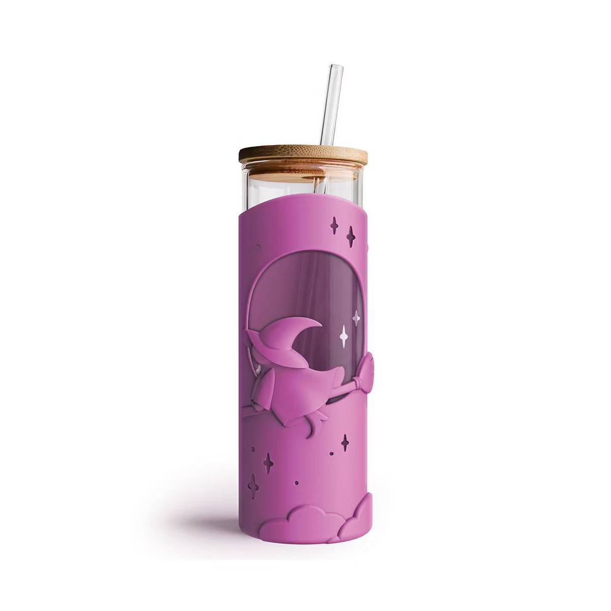 Ototo 17 fl oz Wicked Brew Glass Tumbler with Lid and Straw, Silicone, Glass, and Bamboo Purple | Target