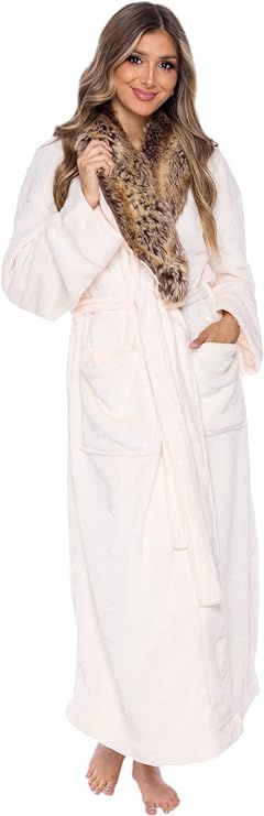 Womens Plush Fleece Bath Robe, Fluffy Long Bathrobe, Great Gift for Mom, Grandma, Daughter, Siste... | Amazon (US)