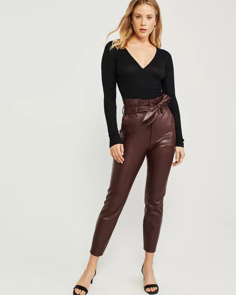 Ultra High Rise Faux-Leather Paperbag Pants | Abercrombie & Fitch US & UK