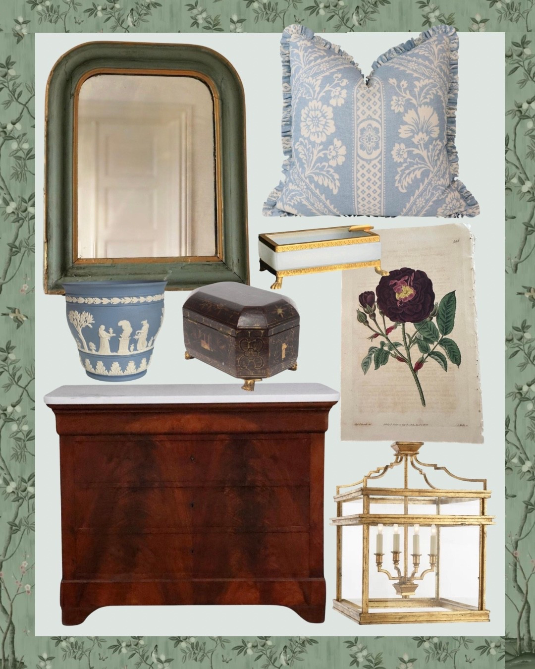 Including some really great antique finds from Etsy! 

Wedgwood, botanical, mirror, pillow, lighting

#LTKHome