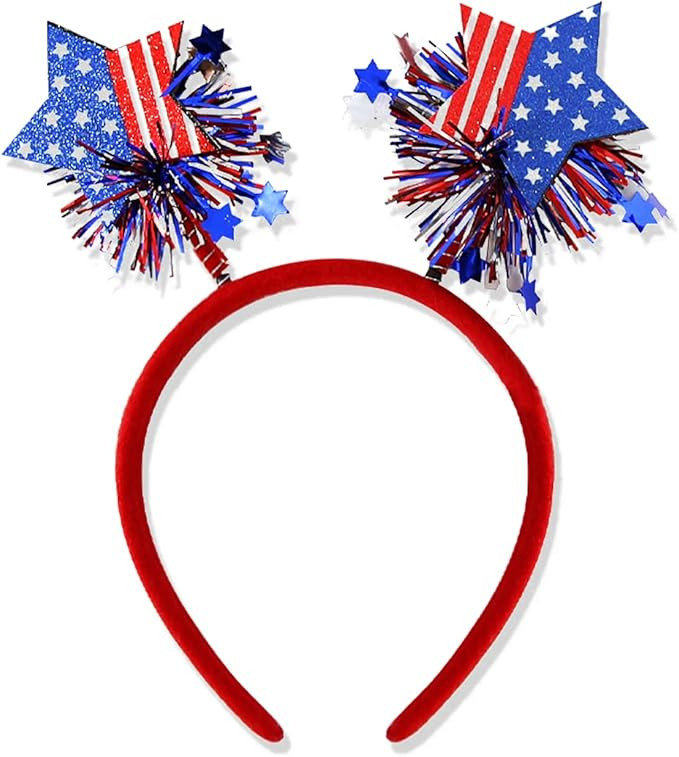 BELSITA 4th of July Headbands Independence Day Hair Bands USA Flag Star Head Bopper for Patriotic... | Amazon (US)