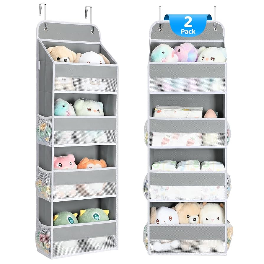 Yecaye 2 Pack 4 Tier Over the Door Organizer - Foldable Portable Baby Essentials for Stuffed Anim... | Amazon (US)