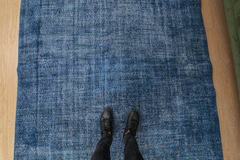 faded blue bedroom rug 7x11, home decor rug, living room rug, 7'3" X 10'6" distressed area rug, D... | Etsy (US)