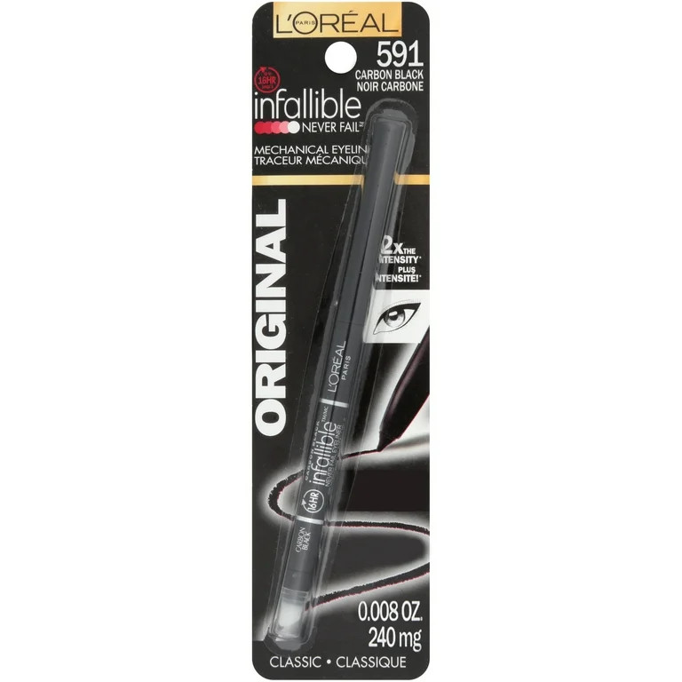 L'Oreal Paris Infallible Never Fail Pencil Eyeliner with Built in Sharpener, Carbon Black | Walmart (US)