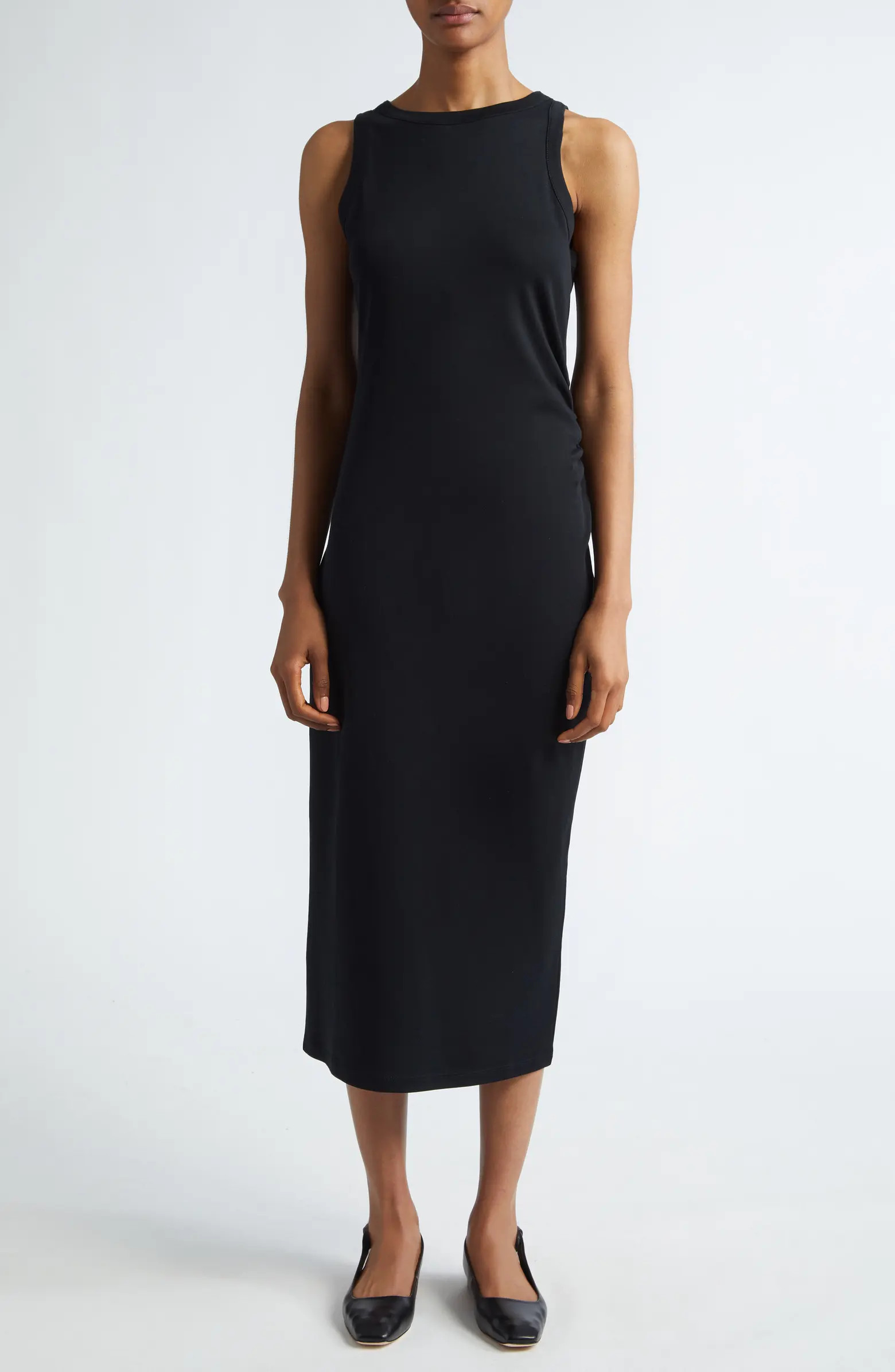 Side Drape Pima Cotton Tank Dress | Nordstrom