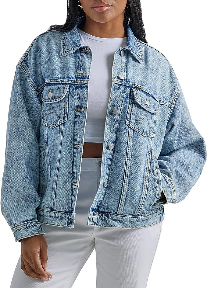 Wrangler Women's Relaxed Fit Girlfriend Denim Jacket | Amazon (US)
