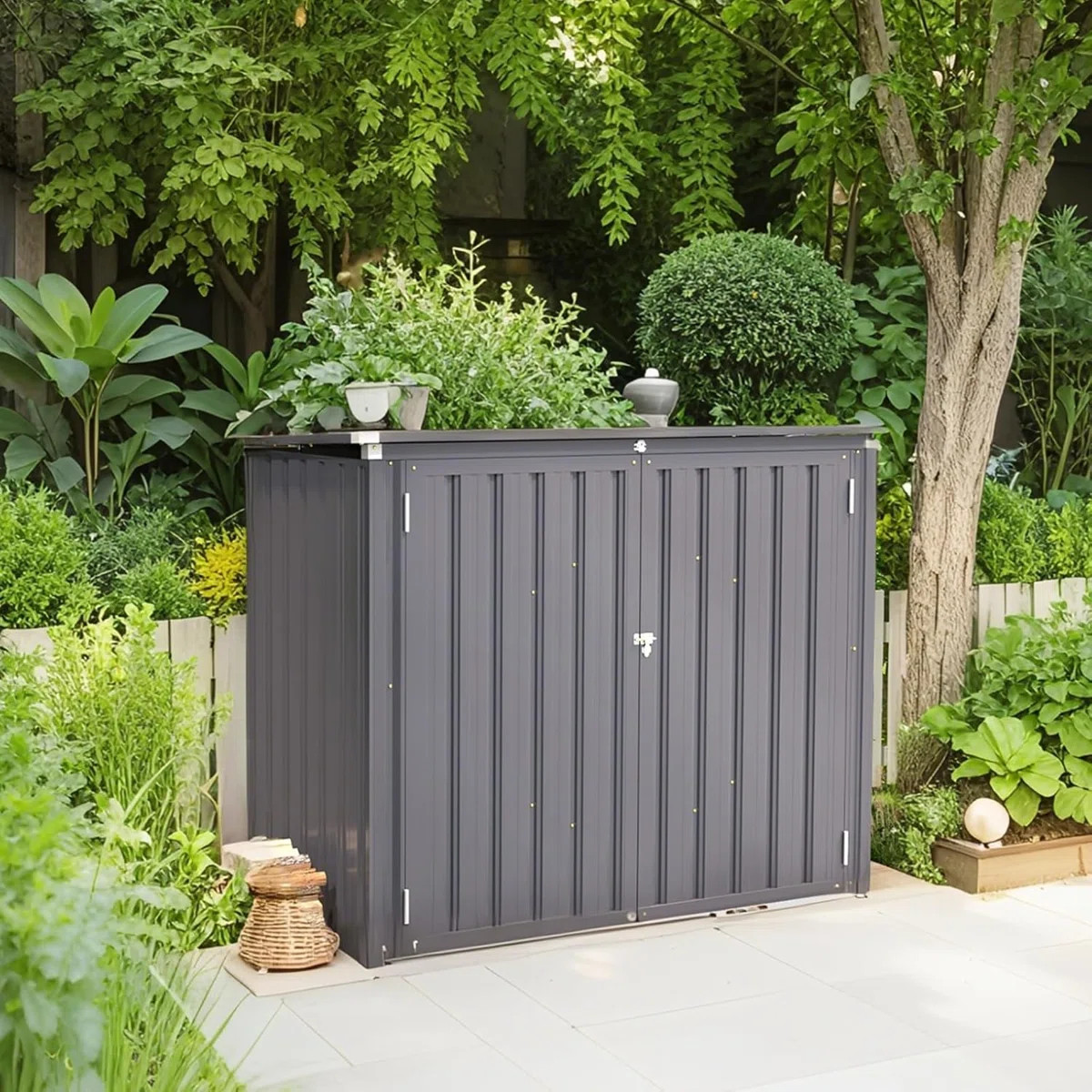 Outdoor Horizontal Garbage Can Storage Shed | Wayfair North America