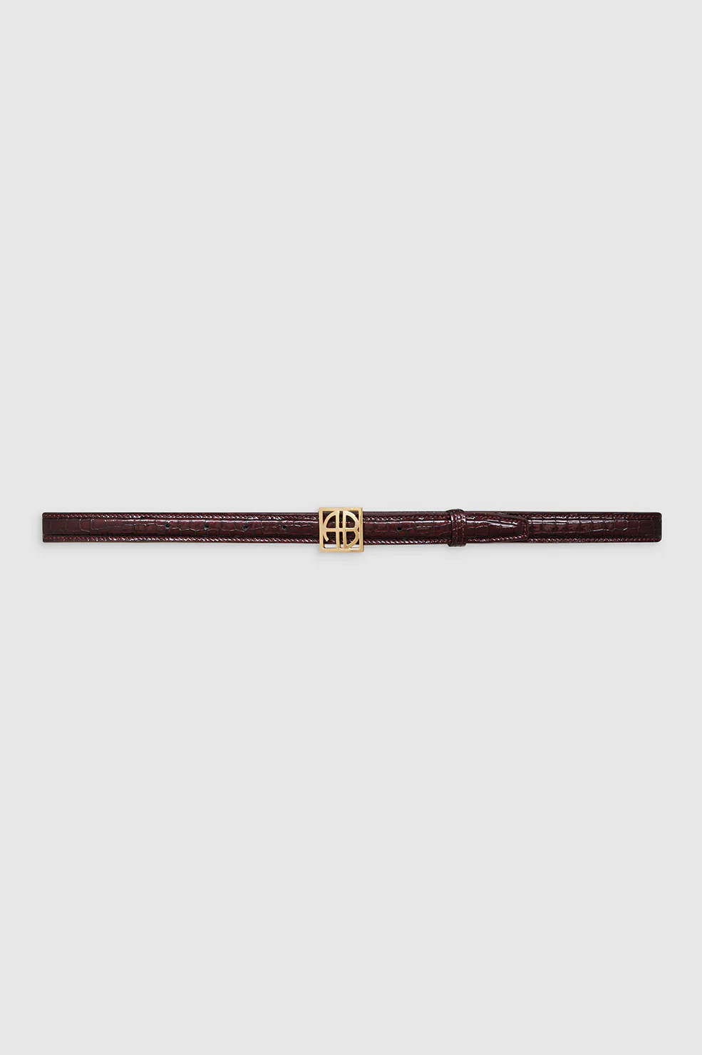 Monogram Belt - Burgundy Small Embossed | Anine Bing