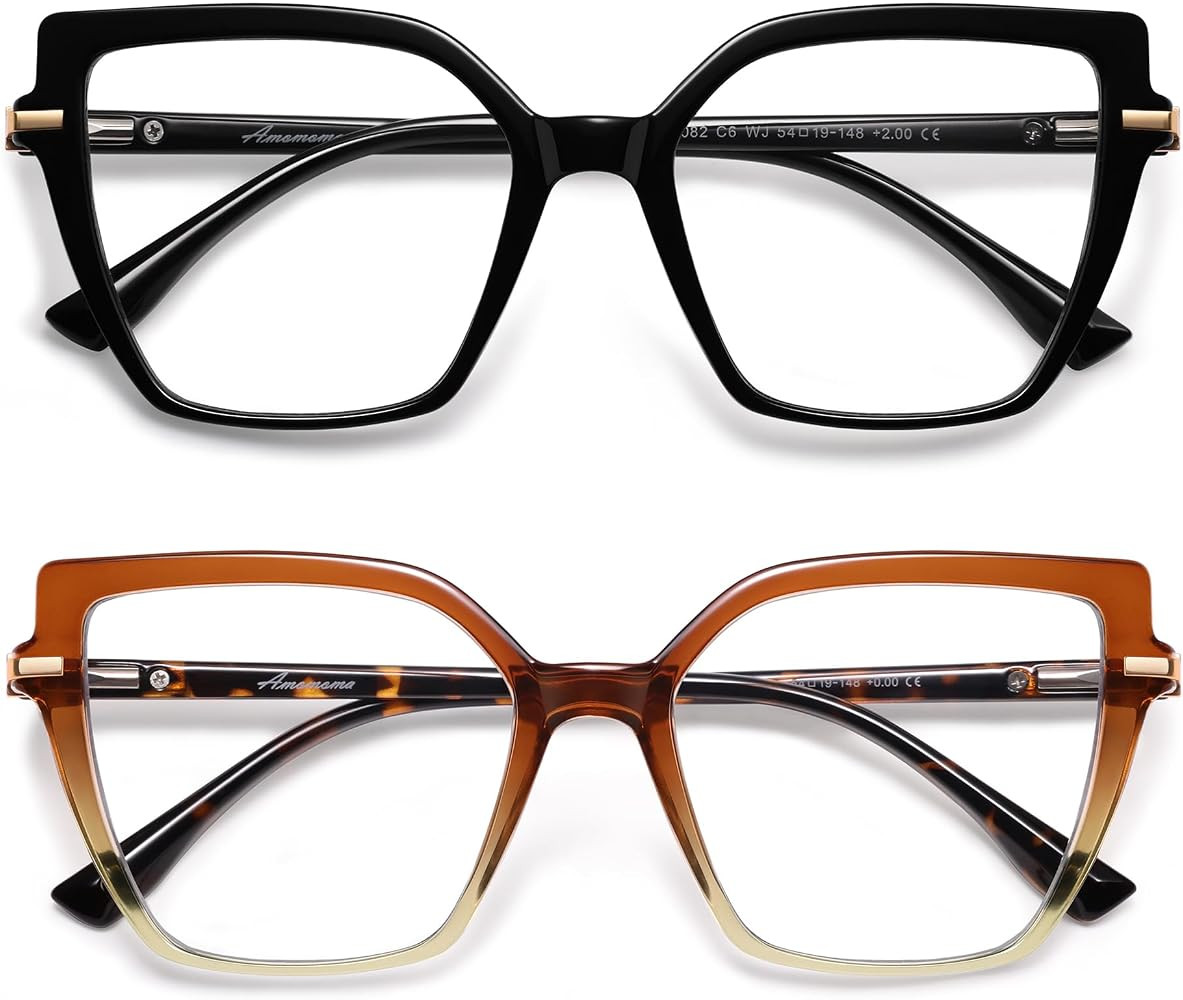 AMOMOMA Trendy Square Blue Light Blocking Reading Glasses for Women Women's Readers Spring Hinge ... | Amazon (US)
