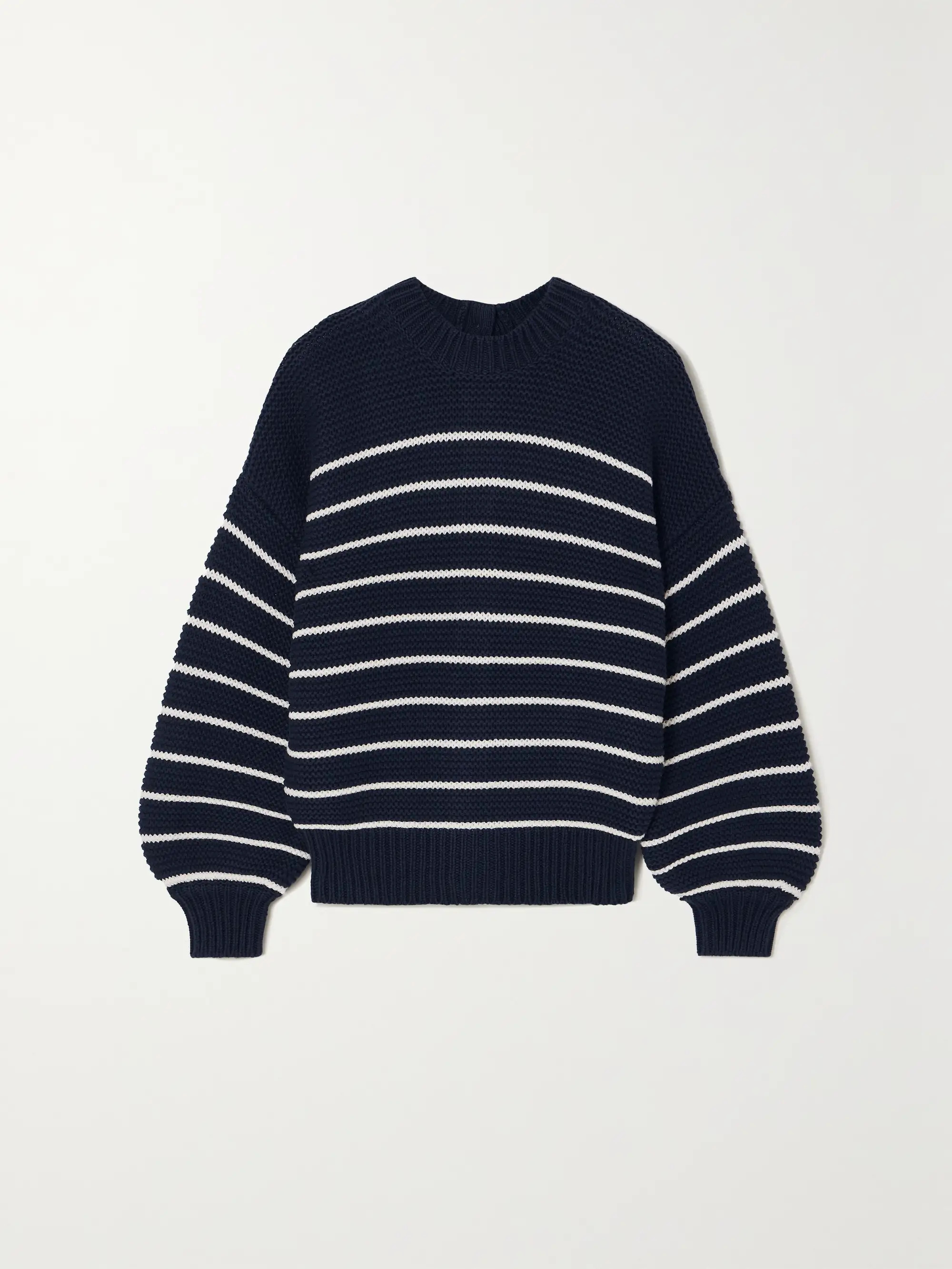 Striped button-embellished cotton sweater | NET-A-PORTER (US)