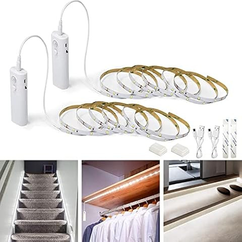 Rechargeable Motion Sensor Strip Light, WOBANE LED Counter Lights, Upgraded Battery Operated LED ... | Amazon (US)