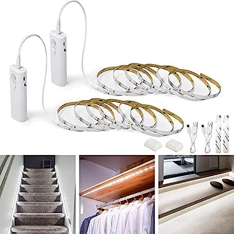 Rechargeable Motion Sensor Strip Light, WOBANE LED Counter Lights, Upgraded Battery Operated LED ... | Amazon (US)