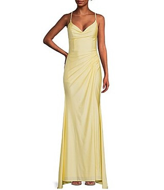 GB Social Jersey Ruched Lace-Up Back Long Dress -  5 | Dillard's