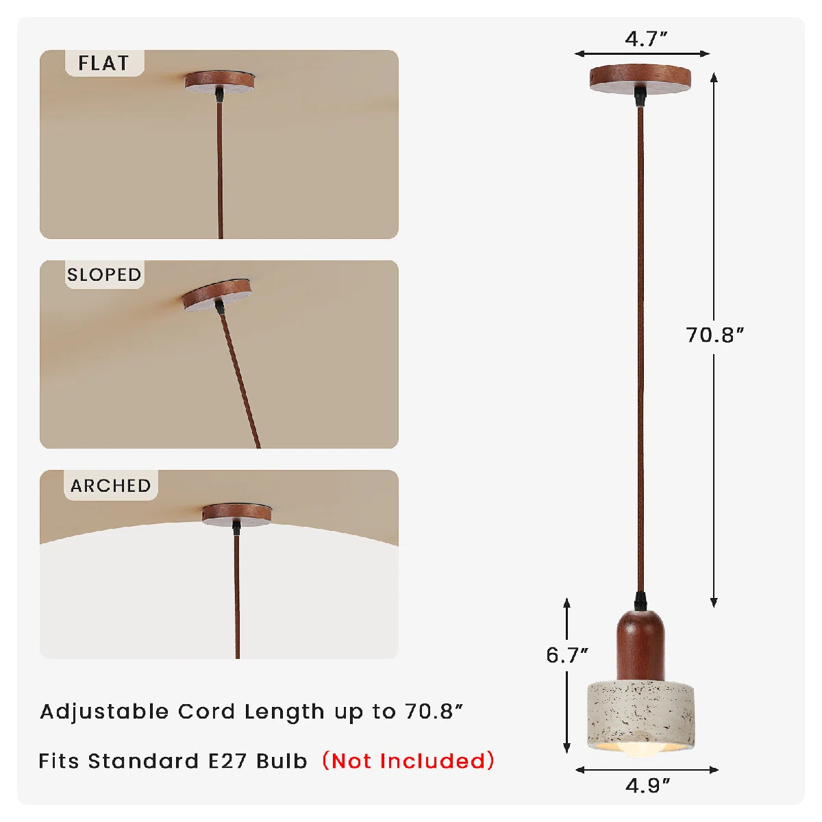 Faux Travertine Pendant Light, Japanese Wabi-sabi Style Hanging Light Fixture, Retro Mini Cylinde... | Wayfair North America