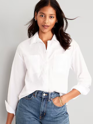 Cropped Utility-Pocket Boyfriend Shirt. | Old Navy (US)