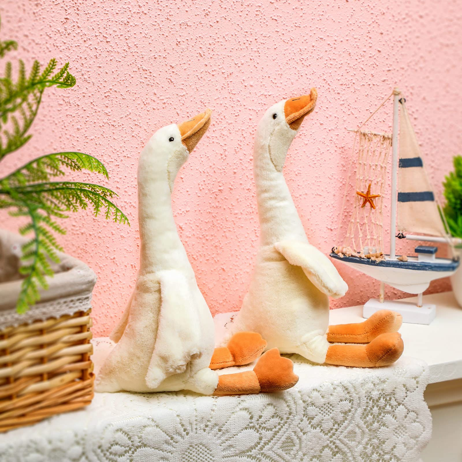 Sosation 3 Pieces 15.7'' Swan Stuffed Animal, Goose Plush Stuffed Animal Toy White Fluffy Cute Go... | Amazon (US)