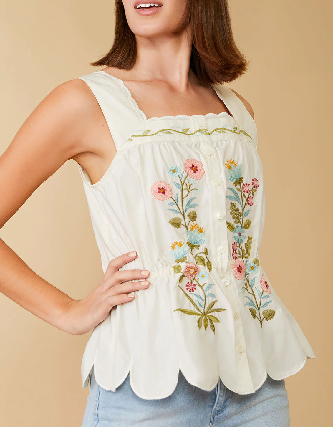 Odette Scallop Tank Buttercream | Spartina 449