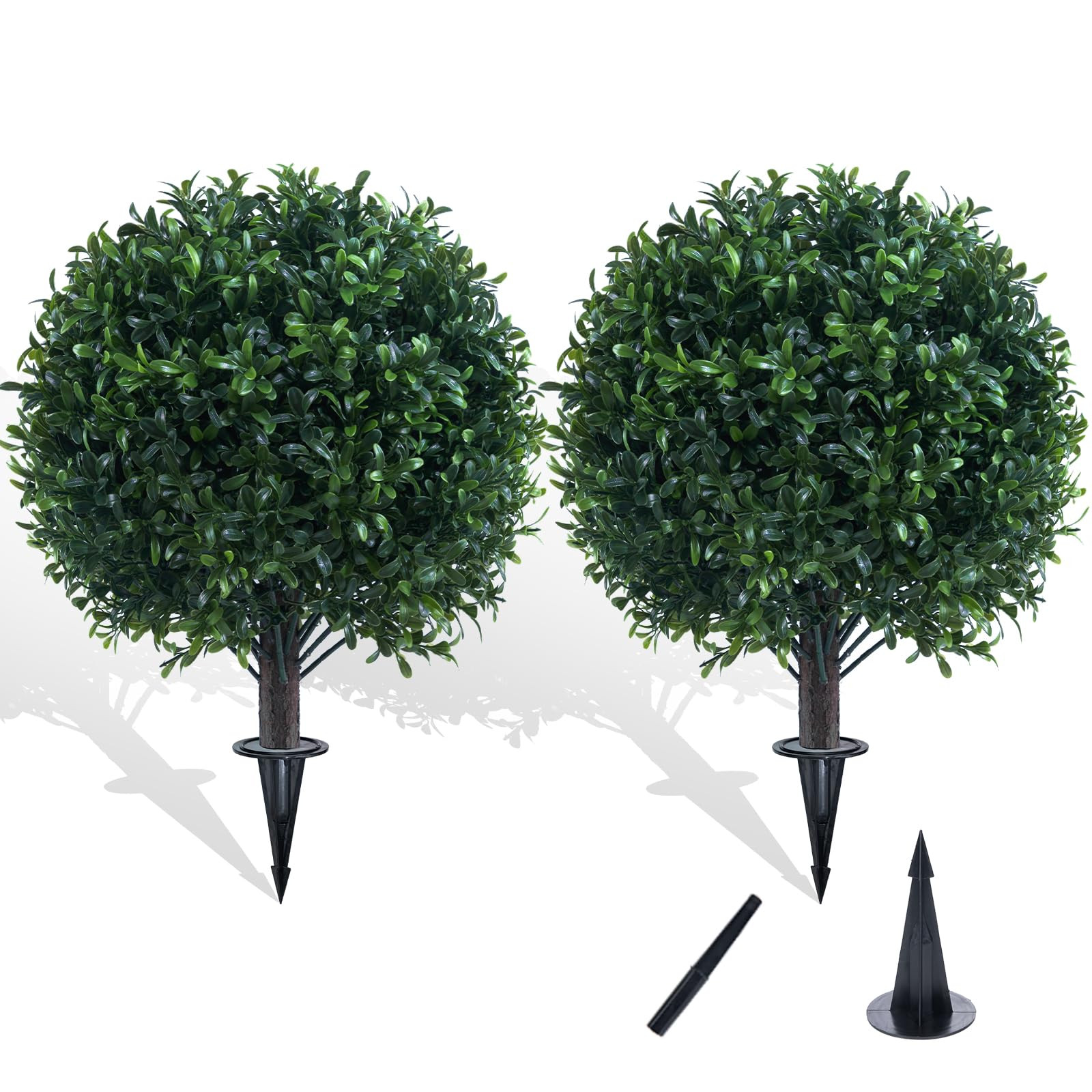Two Artificial Boxwood Topiary Ball Bushes UV Resistant for Outdoor，22" Weatherproof Faux Boxwo... | Amazon (US)
