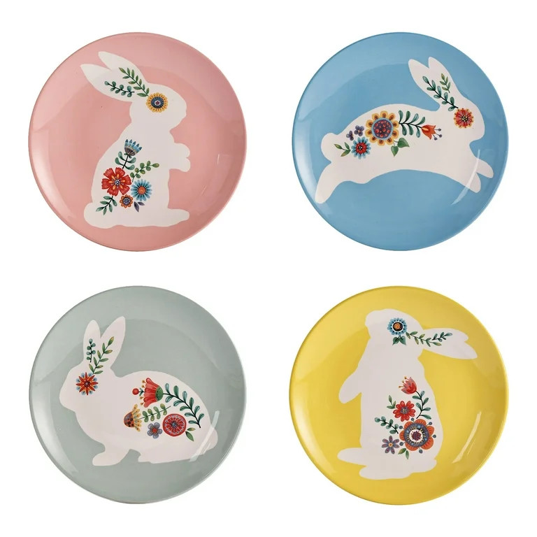 Bico Vintage Floral Bunny Ceramic Salad Plates, 8.75 inch, Set of 4, for Salad, Appetizer, Microw... | Walmart (US)