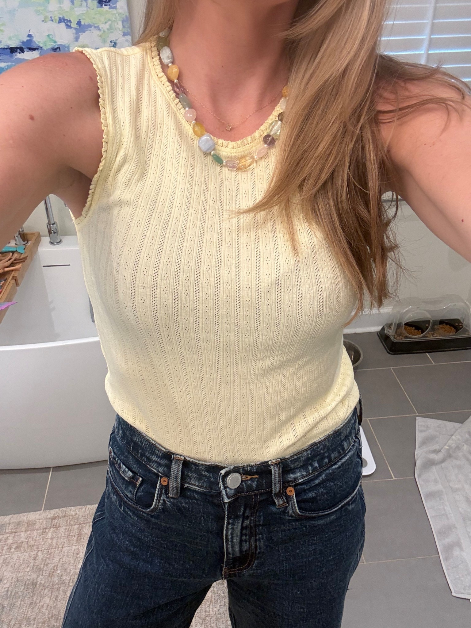 A moment for this happy butter yellow Gap tank 💛 The perfect casual Spring top 

#LTKOver40 #LTKootd #LTKSaleAlert