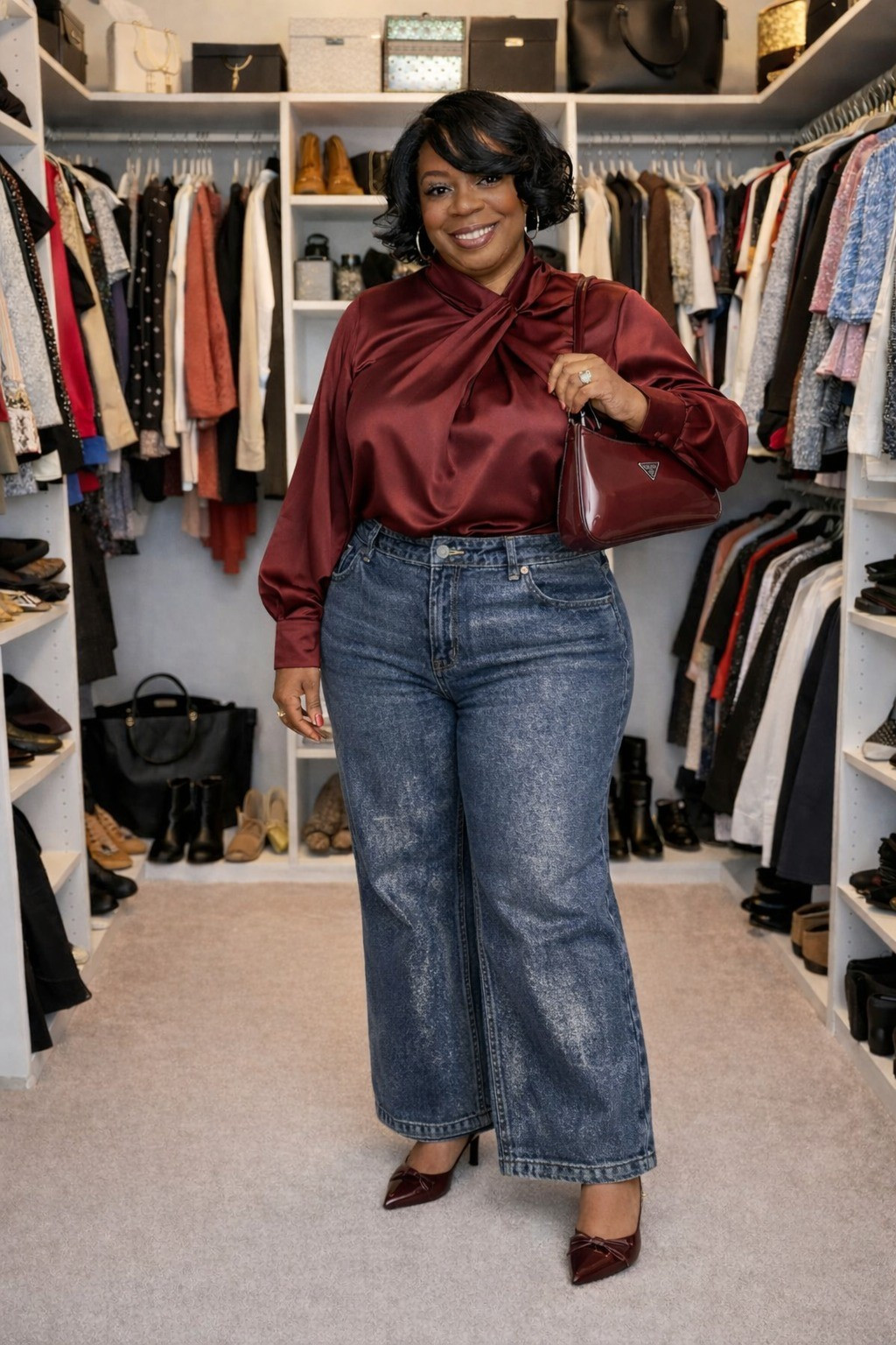 This Eloquii Plus Size Draped Neck Satin Blouse brings timeless sophistication to any outfit. The soft satin fabric and draped neckline create a flattering silhouette that’s perfect for work, dinners, or special occasions. Pair with tailored pants or your favorite skirt for an effortlessly polished look. Tap to shop this versatile blouse for your closet.             Check out these Bar III Women's High‑Rise Metallic Wide‑Leg Jeans — a Macy’s exclusive that brings a sleek, elevated twist to your denim collection. With a high-rise fit and wide-leg silhouette in a subtle metallic finish, these jeans make a statement while still feeling effortless. Pair them with a crisp blouse or relaxed tee for a look that’s polished and modern. Tap to shop this on-trend pair.  

#LTKPetite #LTKOver40 #LTKPlusSize