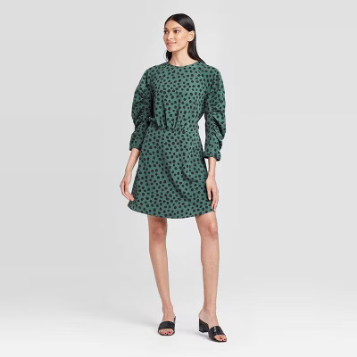Women's Long Sleeve Boat Neck A Line Mini Dress - Who What Wear™ | Target