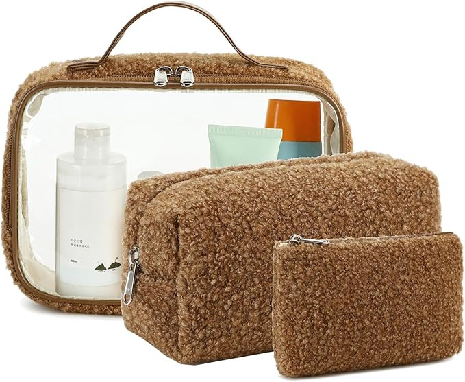 Bluboon 3Pcs Makeup Toiletry Bag for Women, Clear Packing Cubes Cosmetic Bag for Travel Women Wit... | Amazon (US)