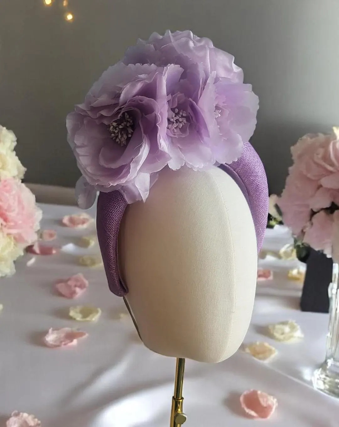 Lilac Flower Halo Crown, Fascinator Sinamay Headband With Silk Flowers - Etsy UK | Etsy (Global)
