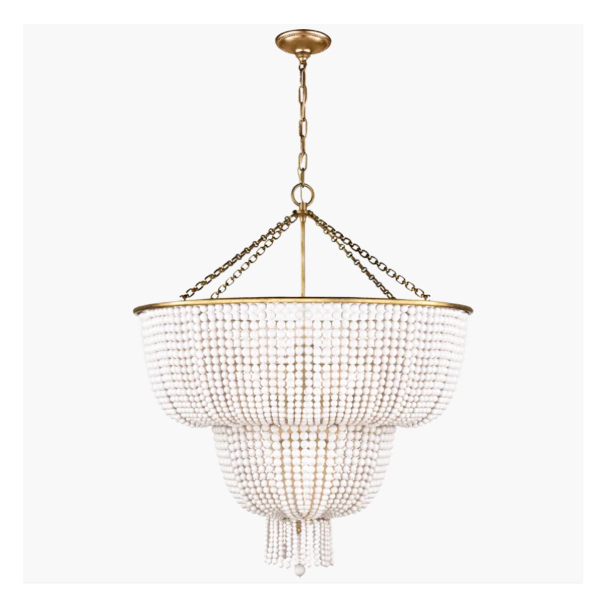 The Jacqueline by Visual Comfort / AERIN offers non-traditional lighting options that combine 1920s style with modern simplicity. The unique pieces feature cascading beads that drape elegantly from a framework in hand-rubbed antique brass or silver leaf. The exquisite trim is available in opaque or transparent glass beads, adding the desired dramatic flair to enhance any bedroom, living room or dining room with shimmering sophistication.



#LTKhome #LTKstyletip #LTKFind