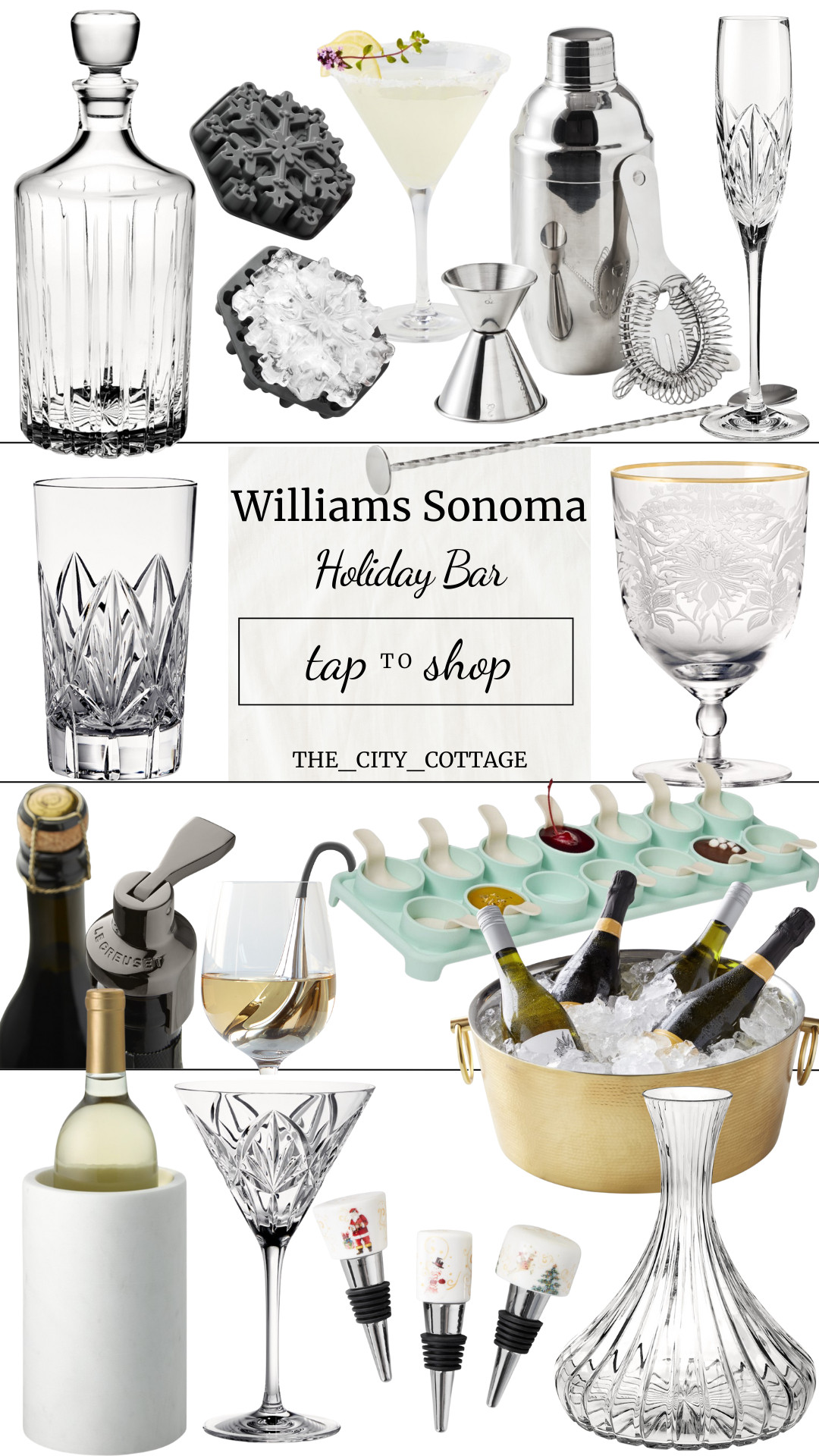 ✨ Williams Sonoma Bar Cart Holiday Edit ✨

Elevate your hosting game this season with the most gorgeous bar essentials — timeless glassware, luxe decanters, snowflake ice molds, and all the chic tools to make every pour feel festive. Whether you're prepping bubbly, mixing cocktails, or gifting the perfect bar accessory, these pieces make holiday entertaining effortless and elegant. 🍸❄️✨

Tap to shop everything from champagne flutes + coupe glasses to ice buckets, wine stoppers, chillers, and more!

#WilliamsSonoma #HolidayBarCart #LTKHoliday #HostessFavorites #EntertainingEssentials #BarCartStyle #LTKGiftGuide 

 #LTKCyberWeek #LTKHoliday #LTKHome