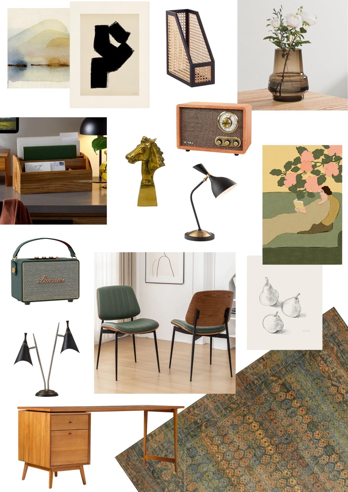 This week’s décor mood board features the idea of a vintage-inspired home office space! There are retro mid-century elements, some more contemporary pieces, and a whole lot of traditional shapes thrown in to create an overall classic vibe. Get the look of this dream room with these linked accents ⭐️

#LTKFindsUnder50 #LTKFindsUnder100 #LTKHome