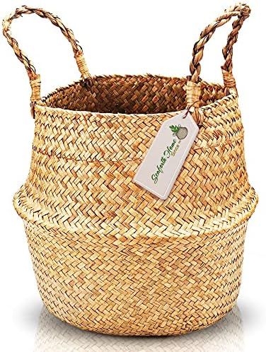 SeaforthHome Plant Basket Wicker Basket Indoor, 11'' Woven Seagrass Basket for Plants, Large Bell... | Amazon (US)