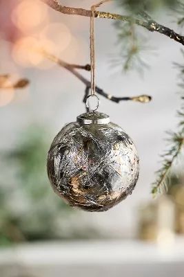 Crinkle Foil Glass Globe Ornament | Terrain