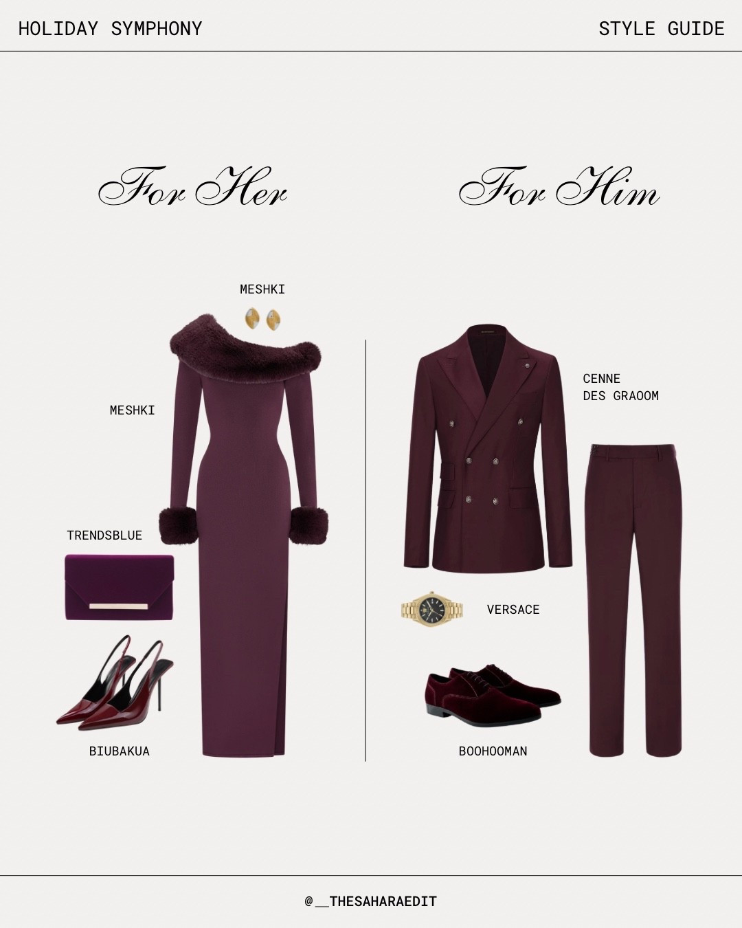 holiday symphony/orchestra style guide for her & him 🤍  gorgeous plum/burgundy monochrome tones with gold accents.

#LTKcanada #LTKdatenight #LTKholiday