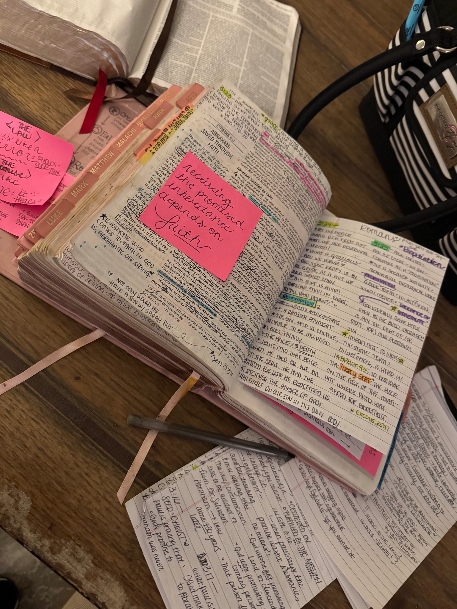 I have adored this Bible. 🥹
Although, I wouldn’t recommend the hard cover if you plan on writing in it because mine has broke. But, I’ve linked a GORGEOUS one that is soft. I’ve linked my notes, note book paper + bag. Enjoy 🥹😭🫶🏼